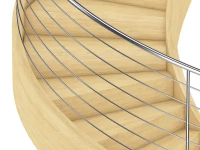 Wooden Spiral Stairs 8 3D model