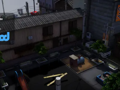 Japanese Residential Street 0003 3D model