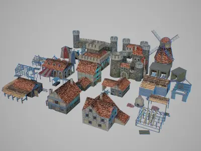 Village L3 Low-poly 3D model