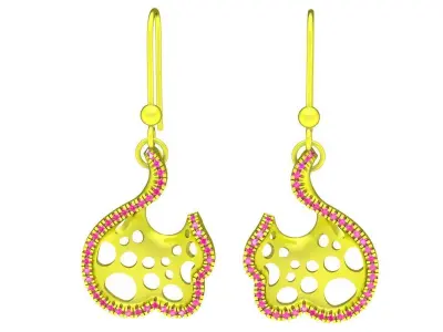 Elegant Gemstone Drop Earrings Jewelry Design 6732 3D print model