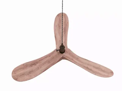 Modern Wooden 3-Blade Ceiling Fan with Light 3D model