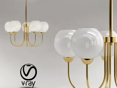Carisa Collection 5 Light Vintage Gold Chandelier with Shade 3D model