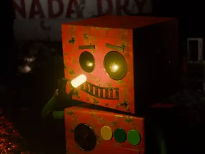 Rusty GlowBot The Cheerful Trash Collector Low-poly 3D model