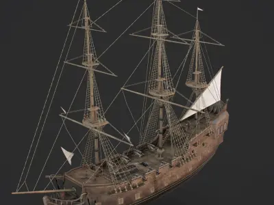  Sailboat Galleon - Game Ready 