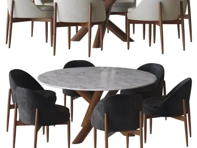 Sendai Dining Chair and table by minotti 3D model