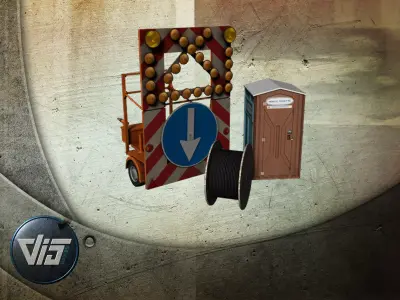 Construction site props Low-poly 3D model