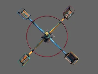 Old Colorful Carousel Low-poly 3D model