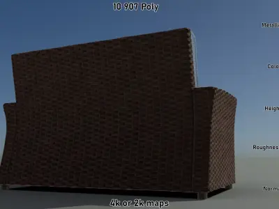 Wicker Large Chair Low-poly 3D model
