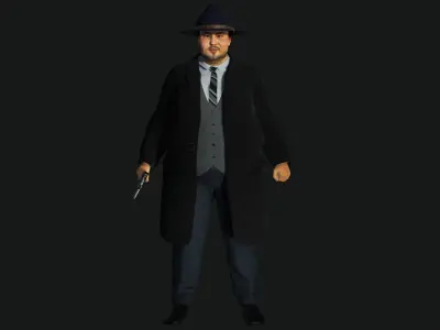 3D REALISTIC HUMAN RIGGED CHARACTER - ASIAN FAT BUSINESSMAN Low-poly 3D model