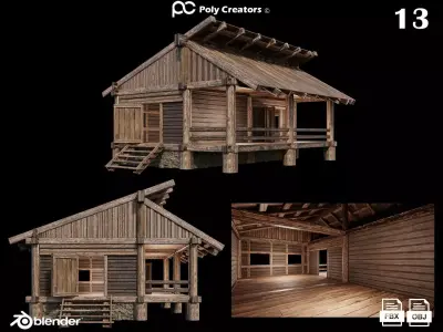 Medieval Houses 13 - 4K Textures Game Ready Low-poly 3D model