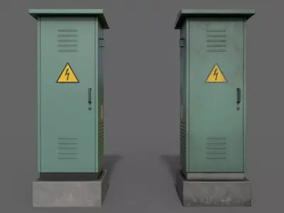 PBR Electric Box Green V2 Low-poly 3D model