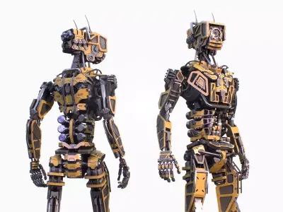 Industrial robot - low-poly game ready model Low-poly 3D model