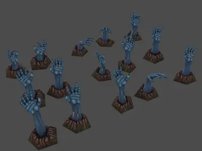 Low Poly Cemetery Halloween Set Low-poly 3D model