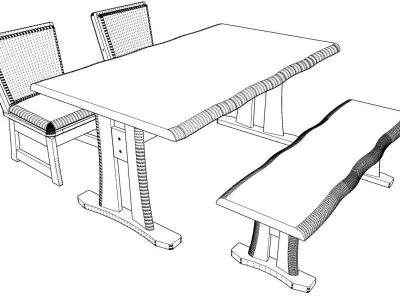 Dining set 4 seat 3D model