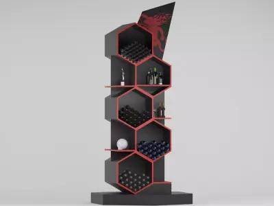 Floor Hexagon double sided Shelve Low-poly 3D model