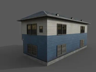 Residential japanese building Low-poly 3D model