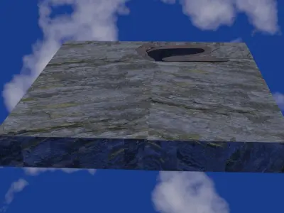 Stone wall with window in Chinese text shape Low-poly 3D model