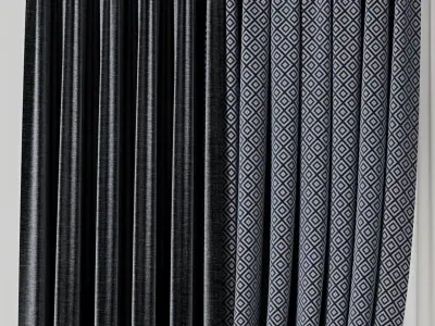 Classic patterned and silk curtains 001 Low-poly 3D model