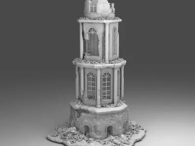 Destroyed tower 3D print model