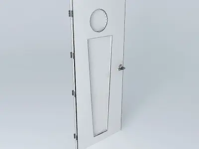 3D door very detail with glass, lock and hinger. Free 3D model