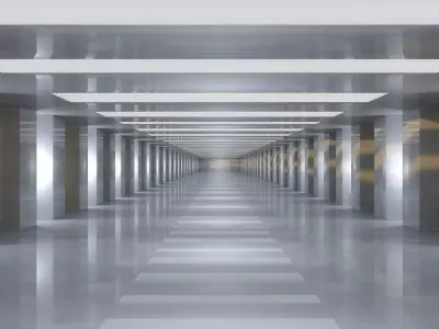 Sci Fi Tunnel Low-poly 3D model 2