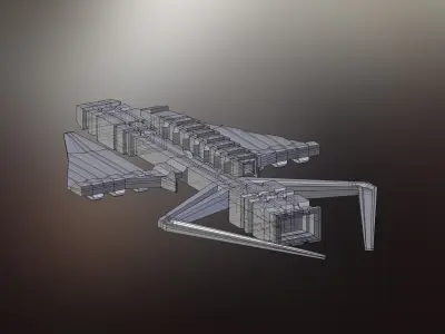 Sci-Fi War spacecraft Low-poly 3D model