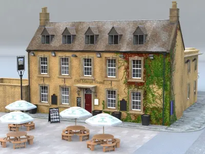 An English Country Pub Inn Hotel 3D model purchase