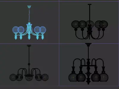 French-style vintage chandelier set 3D model