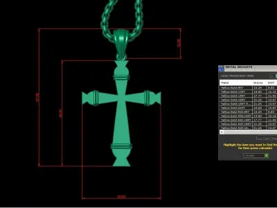 High Cross Pendant Light Gold 18K 3CP013 3D print model