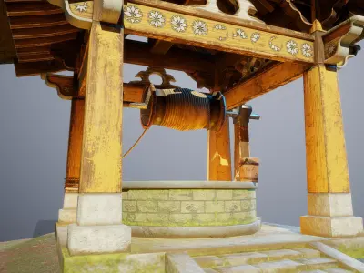 Japanese Old Shrine Holy Water Well Low-poly 3D model