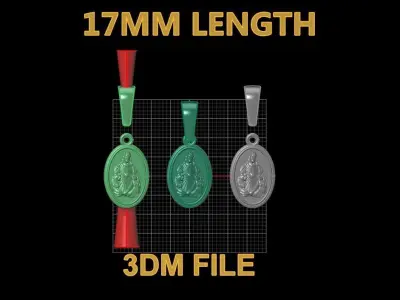 Oval Antique Jesus Christ Pendant 17mm Length 3D print model