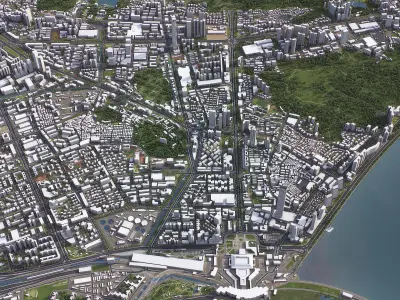 Zhuhai - 3D City Model Low-poly 3D model