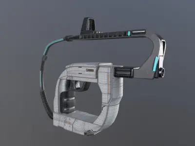 Oval shaped Sci fi blaster Low-poly 3D model