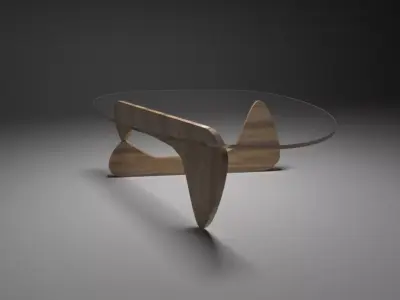 3D Table coffee made of wood and glass Free low-poly 3D model