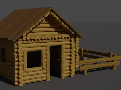 Wooden house Lowpoly Style Low-poly 3D model