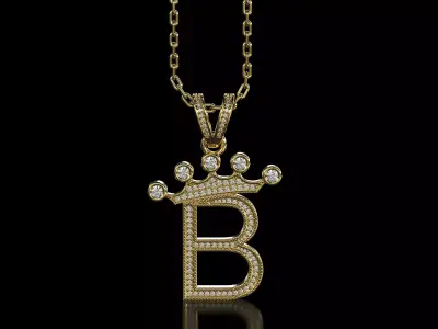 B letter pendant 3D print model