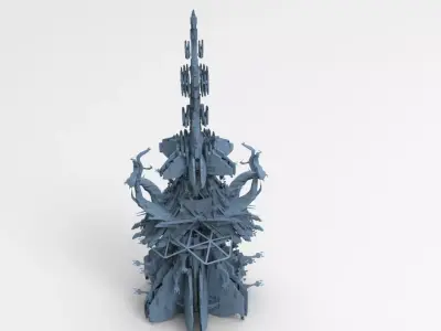 Alien electricity Pylon tower small  3D model