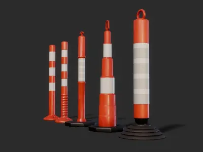 Warning Post 3D model Pack Low-poly 3D model