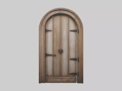 Rustic wooden door model Low-poly 3D model