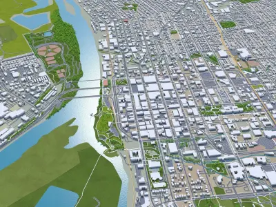 Salem Oregon USA 50km Low-poly 3D model