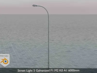 Street Light 5 Galvanized F1 M2 K0 A1 6000mm  Low-poly 3D model