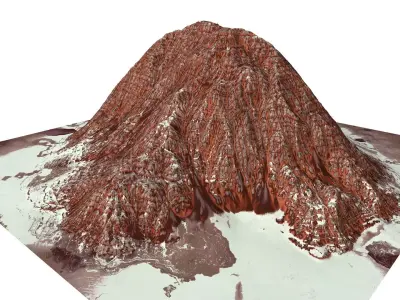 Red Snow ICE Mountain Canyon Desert Low Poly Terrain Rock 2 Low-poly 3D model