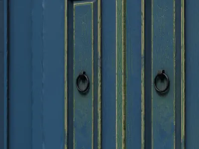 Wooden Entrance Front Double Door Low-poly 3D model