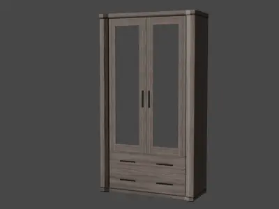 Furniture wardrobe with doors and drawers Free low-poly 3D model