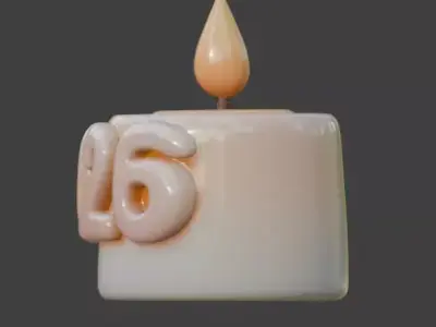 High-Quality 3D Cartoon New Year Countdown Candle Low-poly 3D model