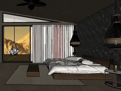 Indoor design rendering 3D model