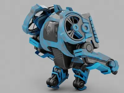 Military robot rigged animated character 3D model