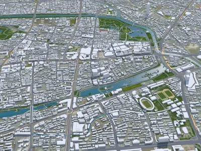 Hefei Anhui China 70km AI Low-poly 3D model