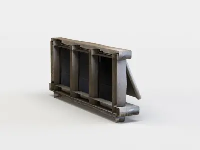 WIndows wooden shelf with shelves Low-poly 3D model