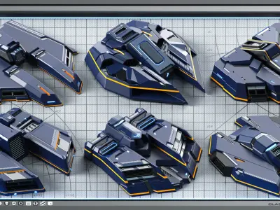 Sci-Fi Hard Surface SPACESHIP KITBASH 350 DETAILS 3D model